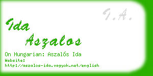ida aszalos business card